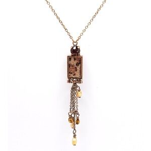 Pilgrim Copper Necklace Cheetah Swarovski Pendant Tassel 14-16in